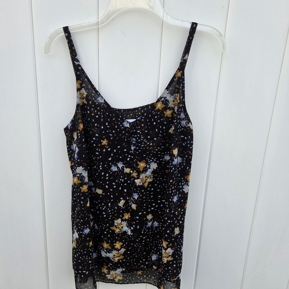 Cabi Size Small Cluster Cosmic Floral Black Cami Adjustable Straps Style #3606
